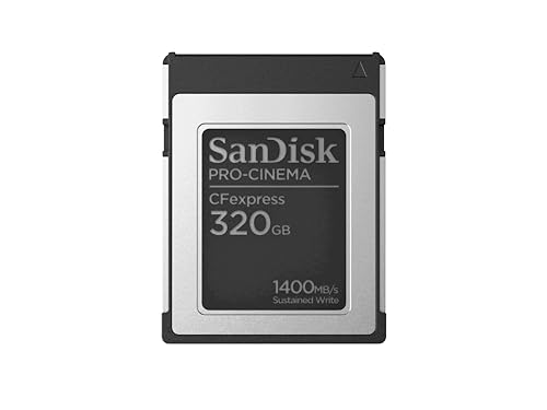 Sandisk 320Gb Pro-Cinema Cfexpress Scheda Tipo B, Fino A 1500 Mb/S In Scrittura, Fino A 1700 Mb/S In Lettura, Riprese Video In 8K Impeccabili