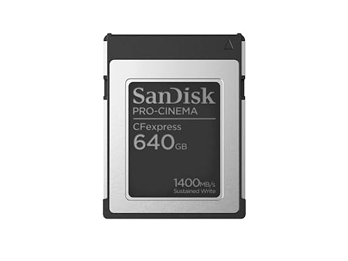 Sandisk 640Gb Pro-Cinema Cfexpress Scheda Tipo B, Fino A 1500 Mb/S In Scrittura, Fino A 1700 Mb/S In Lettura, Riprese Video In 8K Impeccabili Con Velo