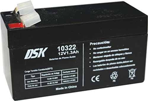Dsk 10322 - Batteria Al Piombo Agm Ricaricabile Sigillata 12V 1,3Ah. Ideale Per Allarmi Domestici E Industriali, Scooter Elettrici, Giocattoli Elettri
