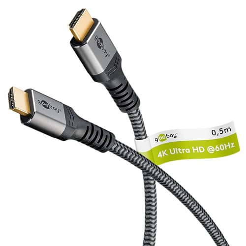 Goobay 64992 Cavo Hdmi High Speed Con Ethernet 2.0 / Risoluzioni Uhd Fino A 4K @ 50/60 / Prolunga Hdmi Per Ps5, Xbox, Apple Tv 4K / Prese Dorate Evita