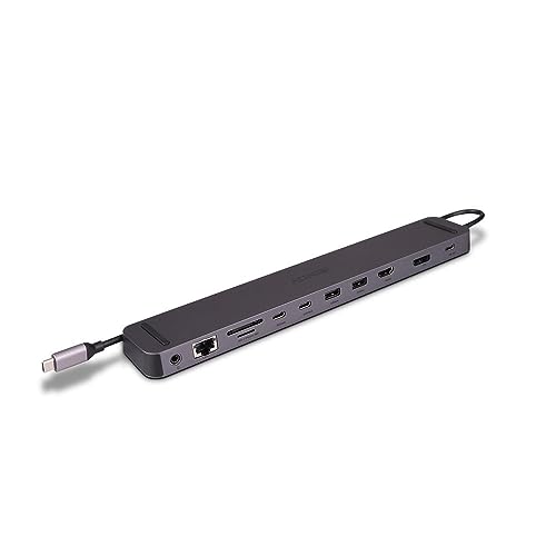 Lindy Dst-Mini Xt 810, Mini Docking Station Per Laptop Usb-C Con Display Singolo (8K) O Doppio Display (4K60) E Ricarica Pass-Through Da 100 W