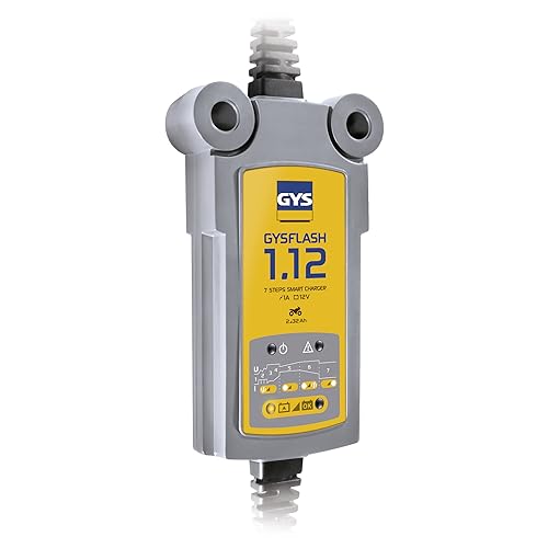Gys - Gysflash 1.12 Caricabatterie Professionale Automatico 1A, Per Batterie 12V, Moto, Jet-Sci, Go-Kart E Tosatrici, Mantenimento Di Carica, Desolfat