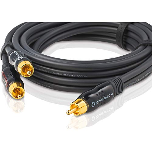 Oehlbach Booom - Subwoofer Y-Cinch-Kabel (2 X Cinch Auf 1 X Cinch, Druckvolle Basswiedergabe & Effektive Schirmung) - Blau, 15 Meter