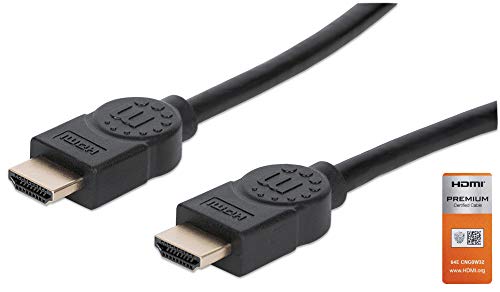 Manhattan 355360 - Cavo Hdmi Premium Ad Alta Velocità Con Canale Ethernet 4K@60Hz, Hec, Arc, 3D, Larghezza Di Banda 18 Gbit/S, Spina Hdmi Su Spina Hdm