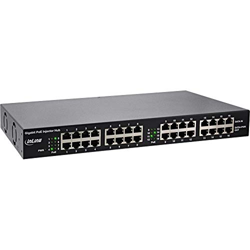 Inline® Poe+ Gigabit - Hub A 16 Porte (16X Poe+), 1 Gbit/S, 19" (Angolo Incluso), Metallo, 2 Ventole