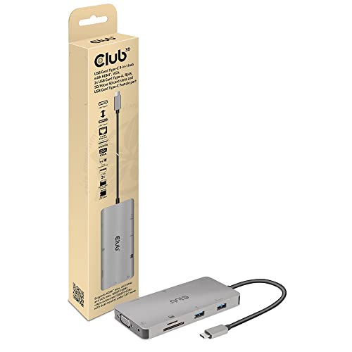 Club3D Usb-9-In1-Hub Usb-C Hdmi/Vga/2Xusb/Usb-C/Rj45/Sd Retail