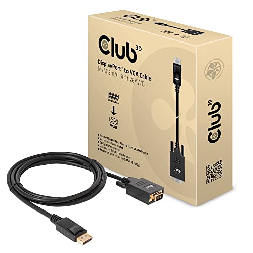 Club 3D Cac-1012 - Cavo Displayport™ A Vga Da 2 M, 28 Awg