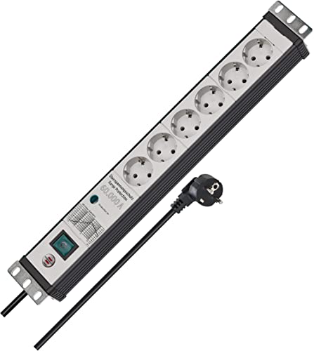 Brennenstuhl Premium Line - Ciabatta Elettrica A 6 Prese Con Protezione Contro Le Sovratensioni 60.000 A (Presa Multipla In Formato 19", Cavo Da 3 M,