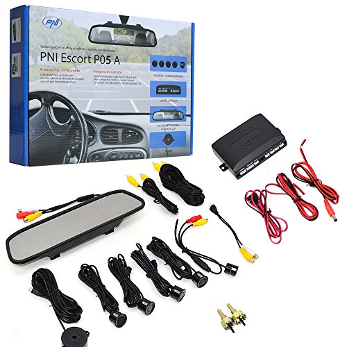 Car Parking Reverse System Con Lcd Specchietto Retrovisore Pni Escort P05 A Con 4 Sensori, Telecamera Per La Retromarcia