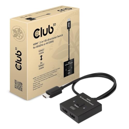Club3D Csv-1384 Hdmi™ Switch Bidirezionale 2 In 1 Per 8K60Hz O 4K120Hz