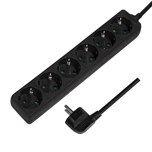 Logilink Lps238B – Ciabatta Elettrica Con 6 Prese (Angolo Di 45°), Con Shutter Di Sicurezza Integrato (Maggiore Contatto) + Protezione Antipolvere (Ip