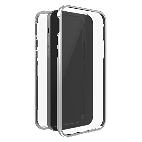 Black Rock - Custodia In Vetro A 360 Gradi, Adatta Per Apple Iphone 13 I Chiusura Magnetica, Trasparente, Con Cornice Argentata