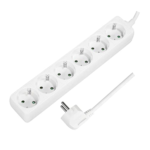 Logilink Lps238 – Ciabatta Elettrica Con 6 Prese (Angolo Di 45°), Con Shutter Di Sicurezza Integrato (Maggiore Contatto) + Protezione Antipolvere (Ip2