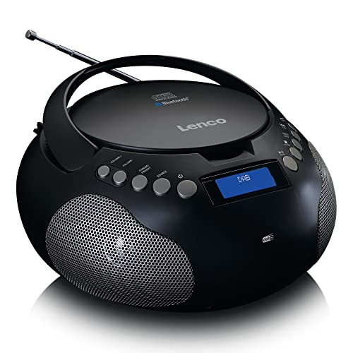 Lenco Scd-341Bk - Boombox, Radio Dab+/Fm, Bluetooth, Lettore Cd Portatile, Batterie E Alimentazione, Cd, Cd-R, Cd-Rw, Aux, Nero