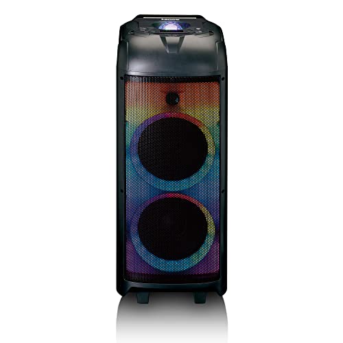 Lenco Pa-260 - Altoparlante Karaoke Bluetooth, Sistema Karaoke Bluetooth, 120 Watt Rms, Effetti Di Luce, Batteria Integrata, 12 Ore Di Gioco, 2 Microf
