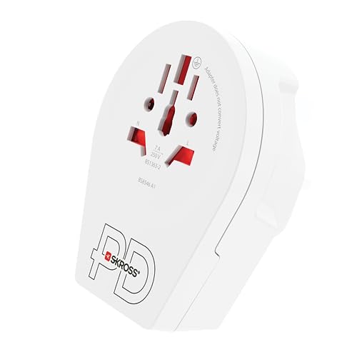 Skross - World To Uk Usb C20Pd - Adattatore Da Viaggio Presa Uk Regno Unito Da Euro, Australia, Uk, Usa, Giappone, Brasile E Cina - Presa Ricarica Usb