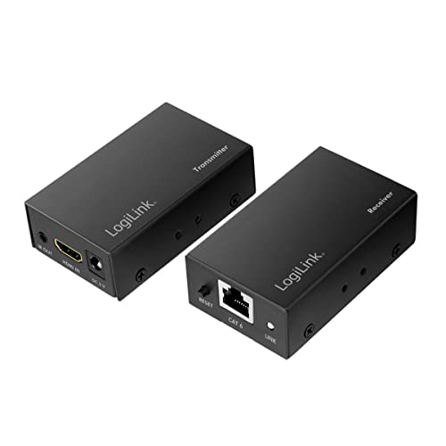 Logilink Hd0023 - Set Prolunga Hdmi Full Hd (Via Lan), 60 M (2560 X 1440/60 Hz), Per Estendere I Segnali Hdmi Tramite Cavo Di Rete
