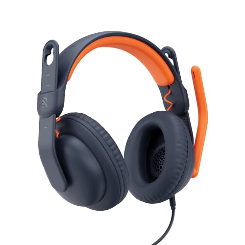 Logitech Zone Learn, Cuffia Con Cavo E Microfono Per Studenti, Comoda E Regolabile Per Adattarsi Alle Dimensioni Della Testa Dei Bambini, Usb-C, Per W