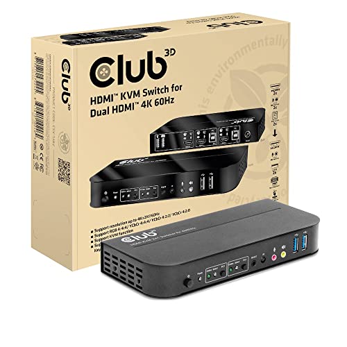 Club 3D Kvm Switch 4K60Hz 2X Hdmi Hdmi/2Xusb/Audio Retail