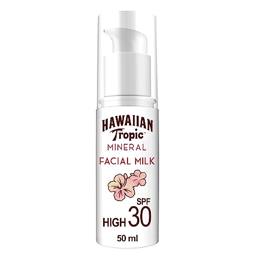 Hawaiian Tropic Mineral Sun Milk Face Lotion Spf30, Lozione Solare Viso Con 100% Filtri Protettivi Minerali - 50 Ml