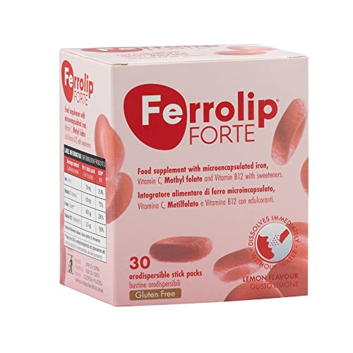 Ferrolip® Forte - Integratore Di Ferro Pirofosfato Microincapsulato, Vitamina C, Metilfolato E Vitamina B12 | 30 Bustine Orosolubili