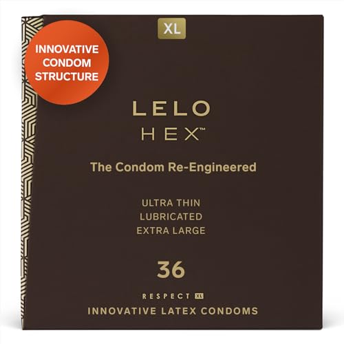 Lelo Hex Respect, Raffinati Preservativi Xl Con Innovativa Struttura Esagonale, Profilattici Sottili E Robusti In Lattice, Lubrificati, Confezione Da