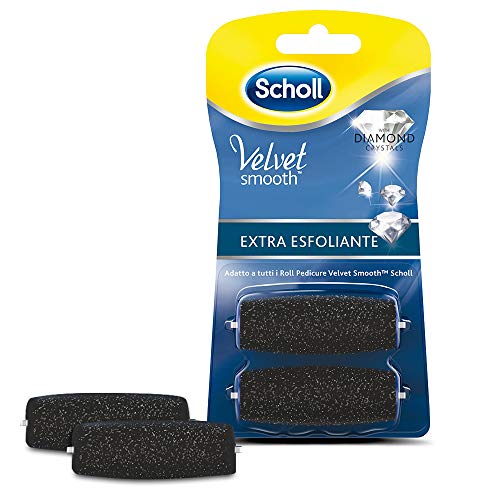 Scholl Velvet Smooth, 2 Ricambi Con Cristalli Di Diamante Per Il Roll Professionale Per Pedicure Velvet Smooth, Testine Ad Azione Extra Esfoliante Per