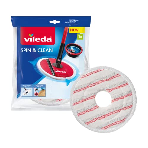 Vileda Spin & Clean Ricambio Spinmop Lavapavimenti, Bianco, 1 Unità (Confezione Da 1)