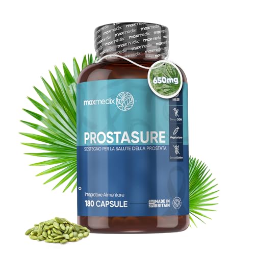 Serenoa Repens, Semi Di Zucca, Ortica Polvere Per 1 Capsula Al Giorno, Integratore Alimentare Prostata In 180 Capsule Vegetali Con Estratto Di Saw Pal