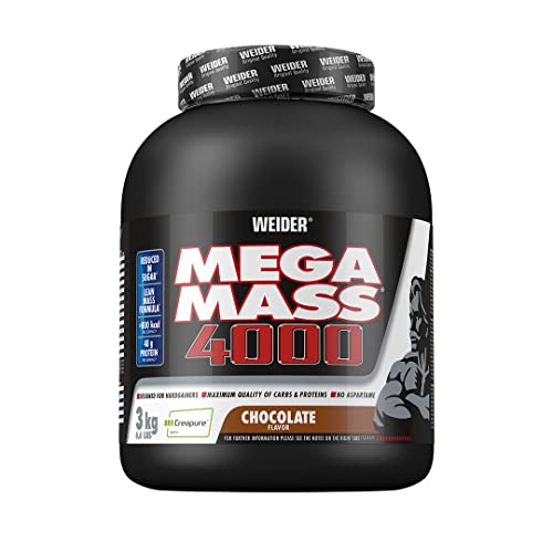 Weider Mega Mass 4000 Weight Gainer Shake Per Aumento Di Peso, Cioccolato, Con Proteine, Creatina Monoidrato Creapure, Carboidrati Complessi, Vitamine