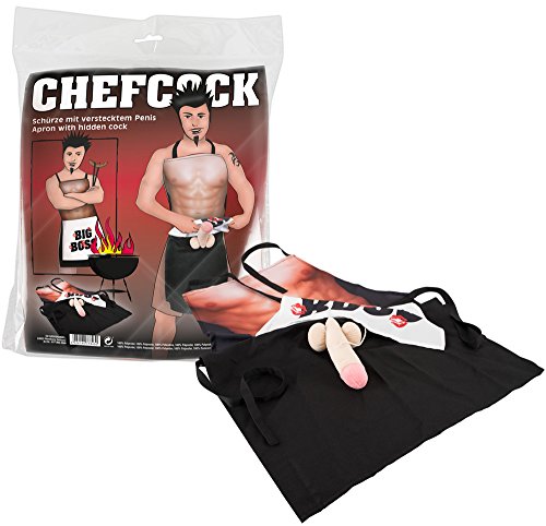 Chefcock - Grembiule Da Cucina Per Uomo Con Fallo In Peluche Che Si Alza