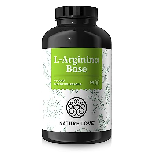 Nature Love® L-Arginina Base Con Citrullina - 365 Capsule - Arginina Di Origine Vegetale Di Alta Qualità In Forma Base Con Purezza 99,7+% - Ad Alto Do