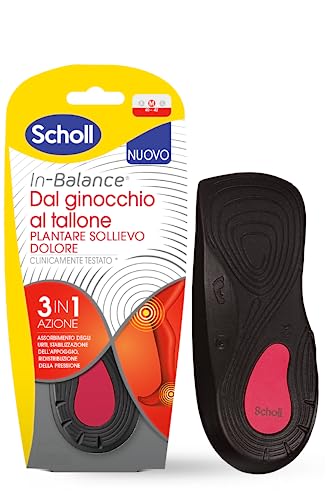 Scholl In-Balance Dal Ginocchio Al Tallone Plantare Sollievo Dolore, Plantari Con Gel Ammortizzante A Doppio Strato Con Supporto Flessibile, Taglia M 