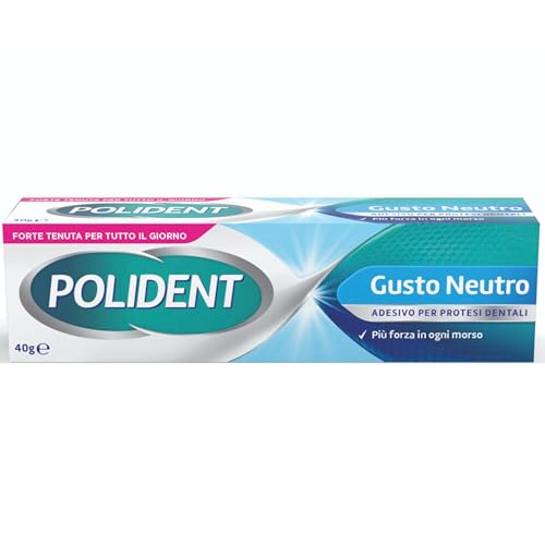 Polident Gusto Neutro, Adesivo Per Protesi Dentale, Tenuta Giornaliera, Senza Coloranti, Conservanti E Aromi Artificiali, 40 G