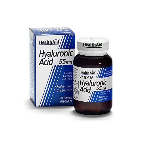 Healthaid Acido Ialuronico Integratore Naturale - Gluten Free E Vegan, 30 Compresse Da 55Mg Di Hyaluronic Acid Made In Uk