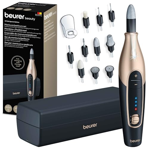 Beurer Mp 84 Special Edition, Lima Elettrica Per Manicure O Pedicure Con Batteria, 10 Accessori, Luce A Led, Con Custodia, Fino A 4400 Giri Per Min, F