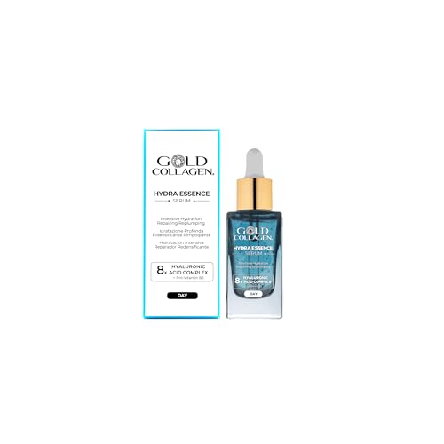 Gold Collagen Hydra Essence - Siero Viso Acido Ialuronico E Vitamina B5 Viso E Collo, Skincare Idratante Azione Rimpolpante Riparatrice Per Pelle Lisc