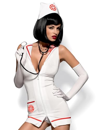 Obsessive Emergency Dress + Stetoscopio Costume,S/M,Bianco
