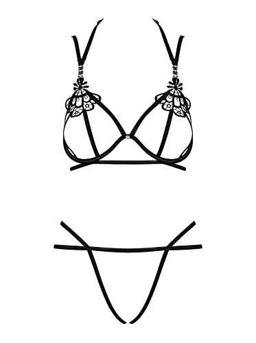 Obsessive Completo Intimo Erotico Femminile 2 Pezzi Badossa, Nero,S-M