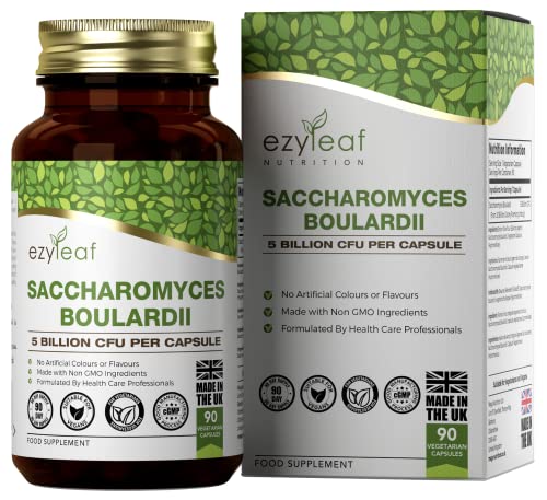 Ezyleaf Saccharomyces Boulardii [5 Miliardi Di Cfu | 90 Capsule Vegane | Integratore Probiotico | S Boulardii Probiotico Con Riempitivi Puliti | Certi