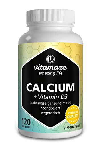 Calcio + Vitamina D3 Ad Alto Dosaggio, 600 Mg Di Carbonato Di Calcio + 400 Ui Colecalciferolo Per Dose Giornaliera, 120 Compresse Vegetariano Per 2 Me