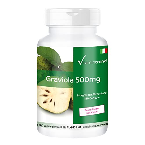 Graviola Polvere In Capsule 500Mg - 180 Capsule - Per 6 Mesi - Vegan - Frutta Graviola | Vitamintrend®