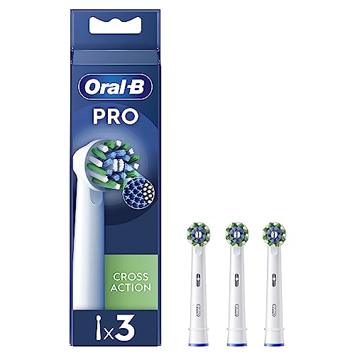 Oral-B Cross Action Testine Spazzolino Elettrico, Confezione Da 3 Testine Di Ricambio Bianche, Setole Angolate Che Si Adattano A Ogni Dente Per Una Pu