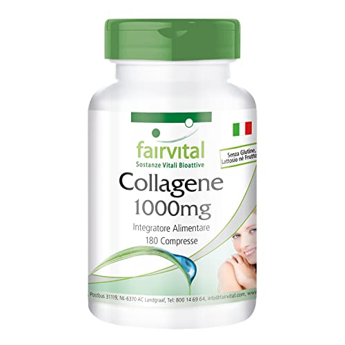 Fairvital | Collagene Compresse - Per 20 Giorni - Alto Dosaggio - 180 Compresse - Con Vitamina C E L-Ornitina