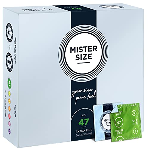 Mister Size – Pure Feel Profilattici Lubrificanti (Extra Sottili, Extra Lubrificati) / Taglia Individuale 47 Mm A Un Pacco Da 36 - Preservativi Sottil