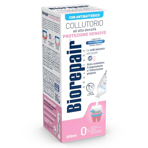 Biorepair, Collutorio Ad Alta Densità, Protezione Contro Sanguinamento Gengive, Con Acido Ialuronico E Zinco Antibatterico, Senza Fluoro, Alcool E Clo