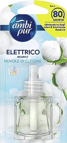 Ambi Pur Profumatore Per Ambienti Profumo Nuvole Di Cotone, 1 Ricarica Per Diffusore Elettrico, Elimina Odori, Usare In Ogni Stanza, Durata Fino A 80