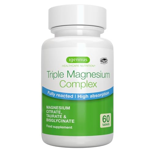 Complesso Di Magnesio Triplo, Integratore Di Magnesio Chelato Con Magnesio Citrato, Glicinato E Taurato, Vegano, 30 Porzioni…