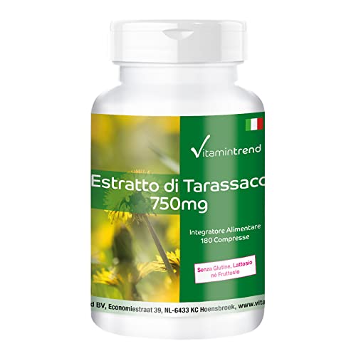 Dente Di Leone Amaro Estratto 750Mg - 180 Compresse - Per 6 Mesi - Vegan - 10 Volte Concentrato - Alto Dosaggio | Vitamintrend®