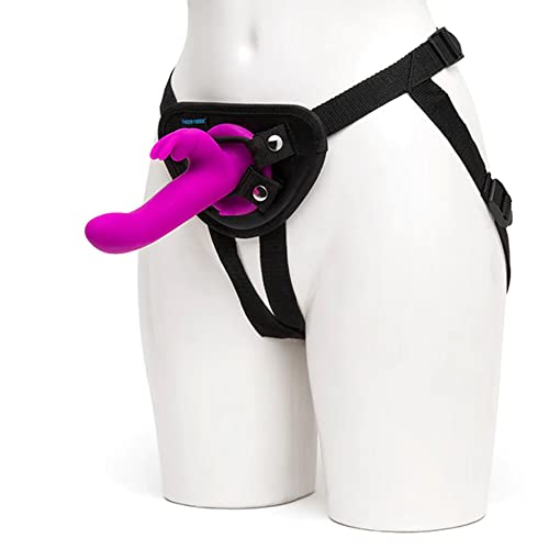 Happy Rabbit Silicone Vibrating Strap On Harness Set, Rechargeable Waterproof 15 Function-Purple - 500 Gr